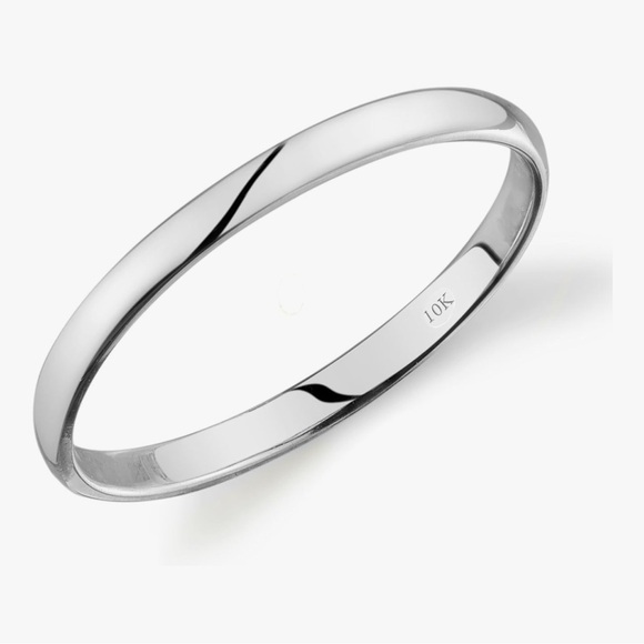 Tesori & Co 10k White Gold Light Comfort Fit 2mm Wedding Band Size. 8 - Picture 1 of 3